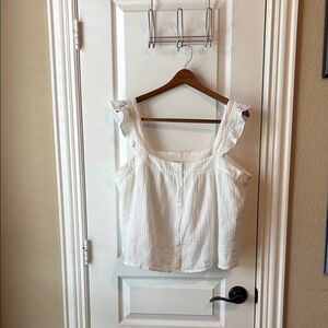 True Craft Cream Ruffled Sleeveless Blouse preppy fairy girly ethereal preppy